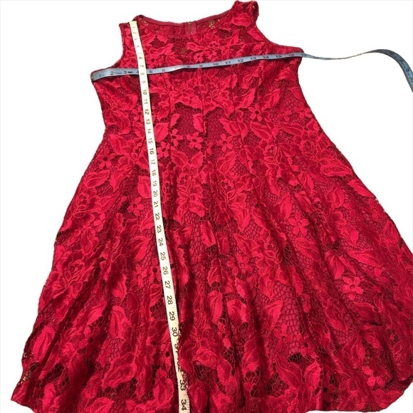 RYAN MICHELLE Dress Women's Size Medium Red Sleeveless Lace Knee Length - Picture 4 of 11